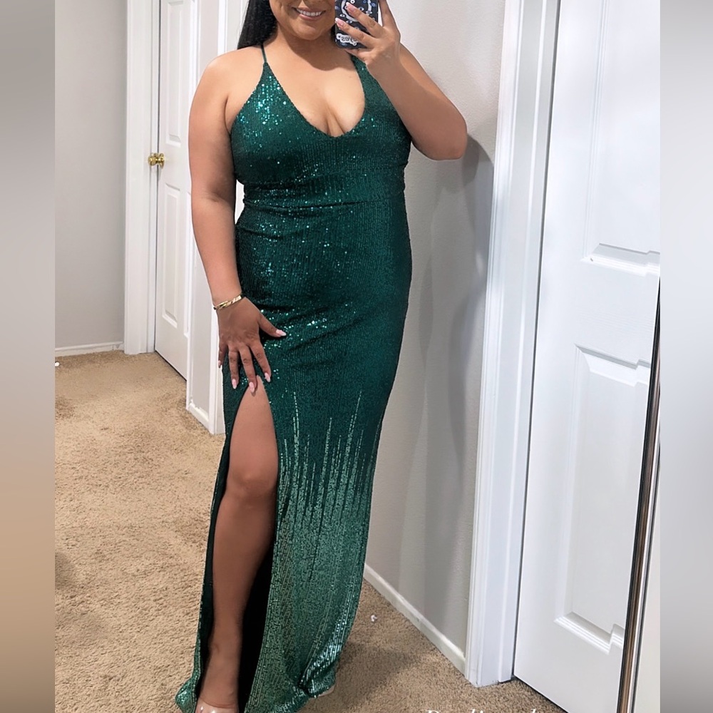 Pearl Couture Emerald Green Sequin Dress